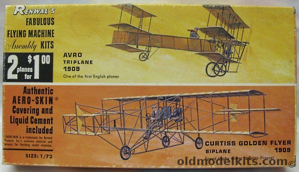 Renwal 1/72 1909 Avro Triplane and 1909 Curtiss Golden Flyer, 256-100 plastic model kit